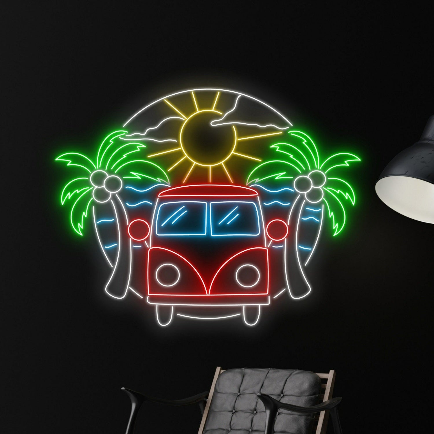 Summer Coconut Tree And Car Led Neon Sign Decor | Shineneon