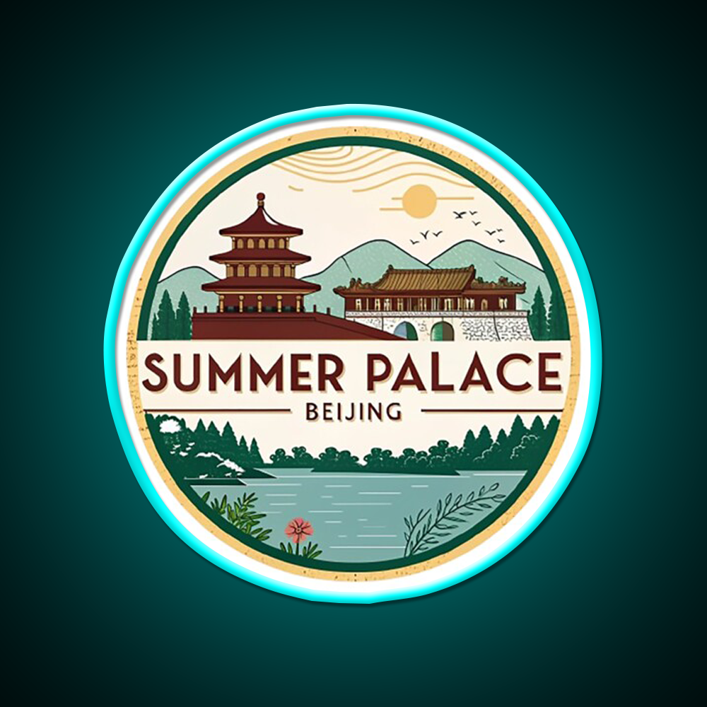 Summer Palace Beijing Asian Cultural Led Neon Sign Rgb Color - Size and dimension reference