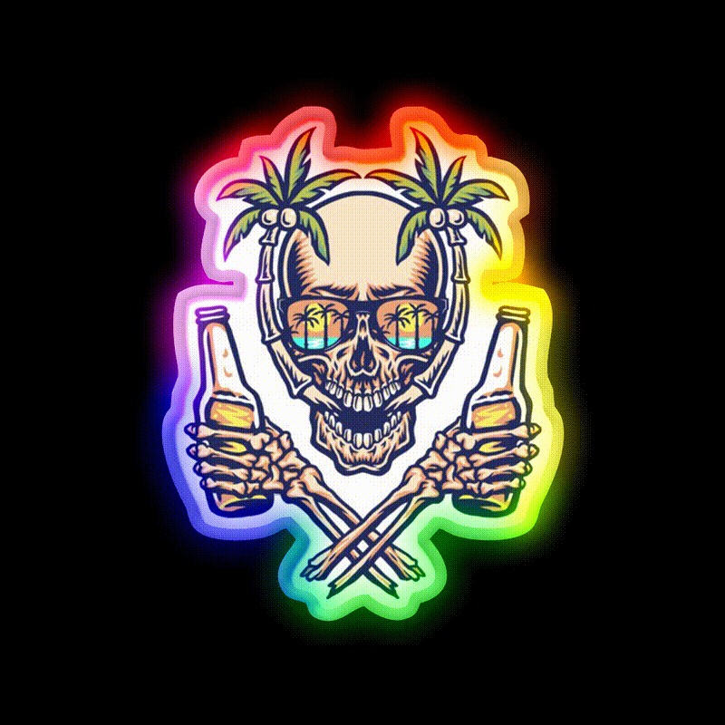 Summer Skull Beer Bar Decor Led Neon Sign Rgb Color - LED neon sign close-up detail