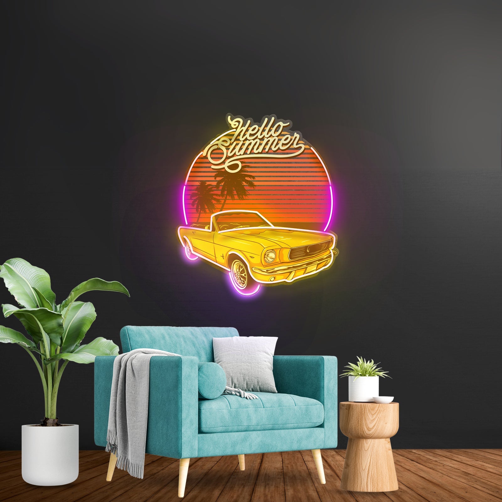 Summer Tropical Beach And Car Led Neon Sign Light Custom Led Signs - Shineneon
