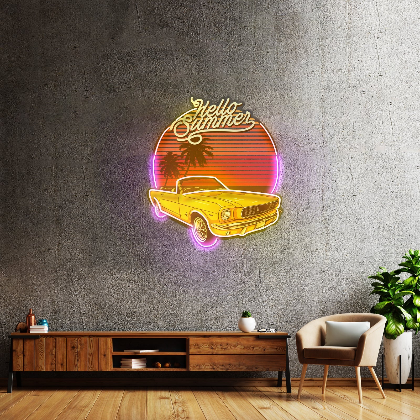 Summer Tropical Beach And Car Led Neon Sign Light Custom Led Signs - Shineneon
