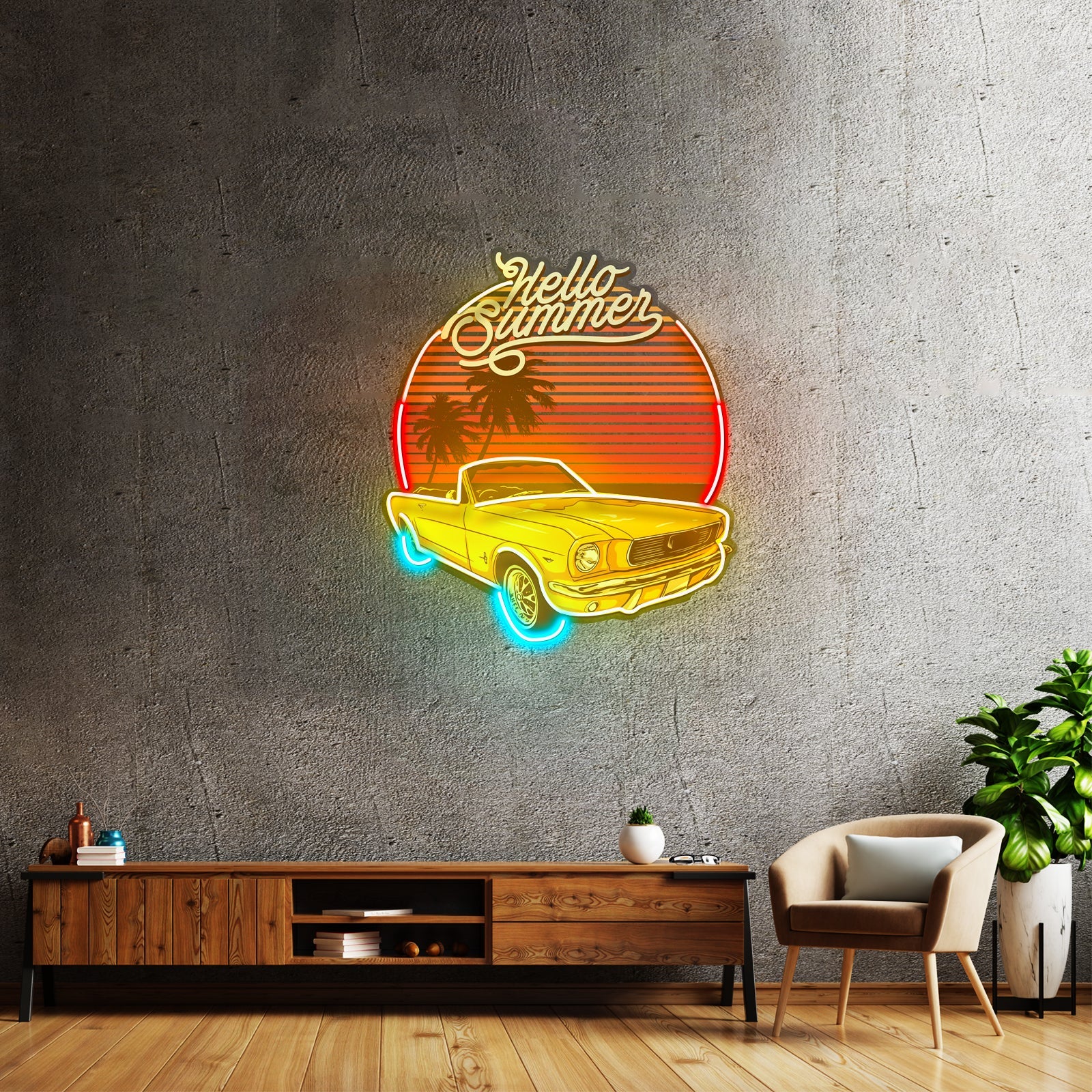 Summer Tropical Beach And Car Led Neon Sign Light Custom Led Signs - Shineneon