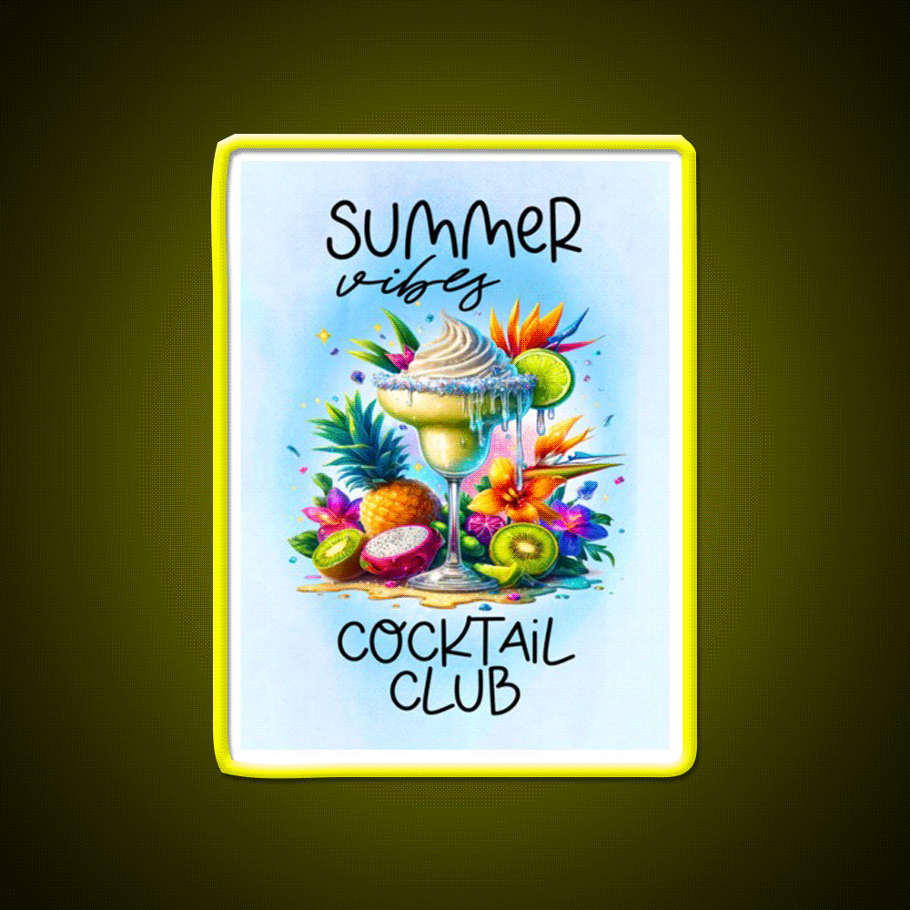Summer Vibes Cocktail Club Cocktail Bar Decor Led Neon Sign Rgb Color - Custom LED neon sign front view