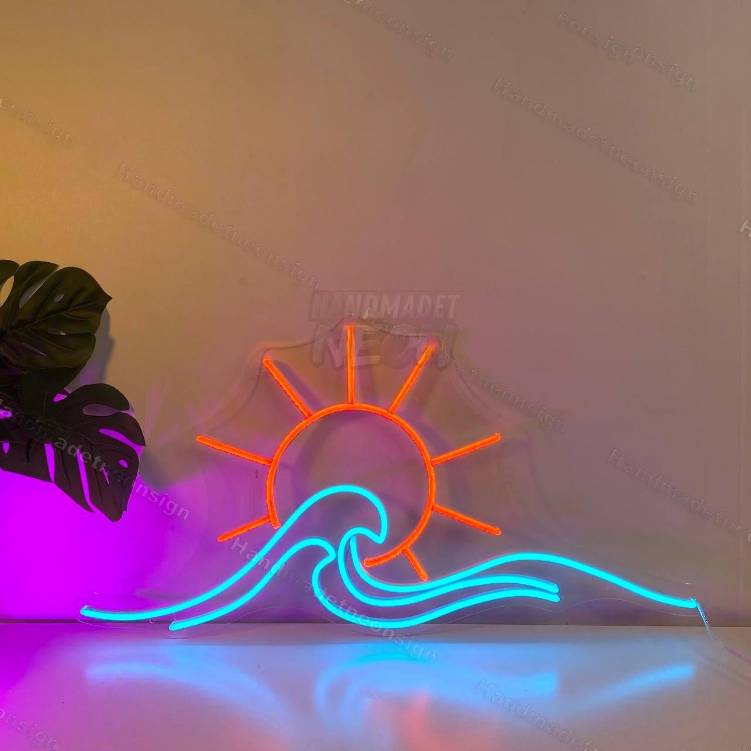 Sun Waves Led Neon Sign Line Art Led Neon Sign | Shineneon