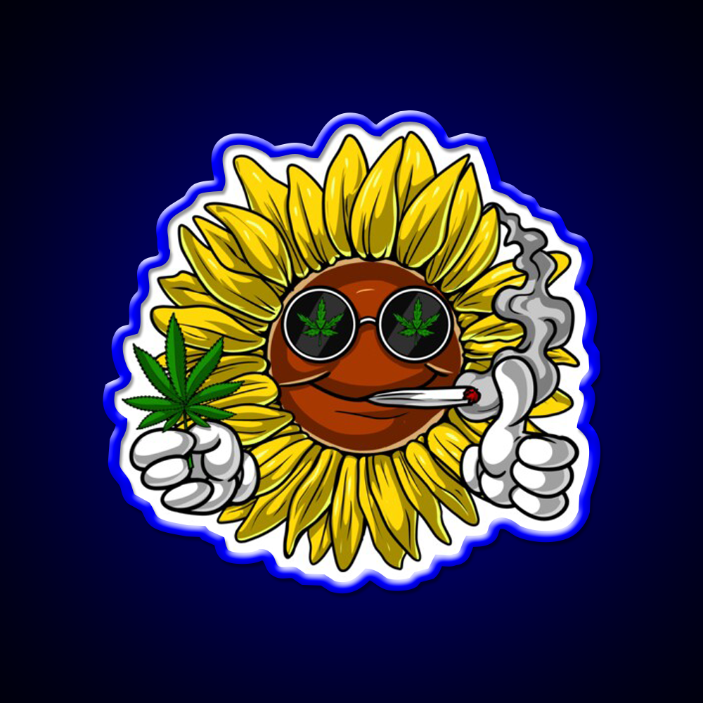 Sunflower Hippie Stoner Hemp Inspired Green Leaf Led Neon Sign Rgb Color - LED neon sign view 5