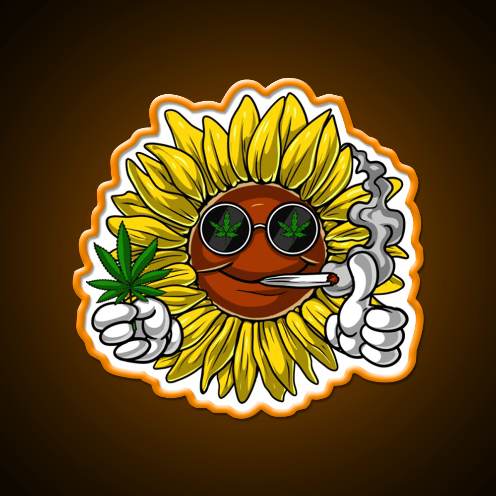 Sunflower Hippie Stoner Hemp Inspired Green Leaf Led Neon Sign Rgb Color - Shineneon