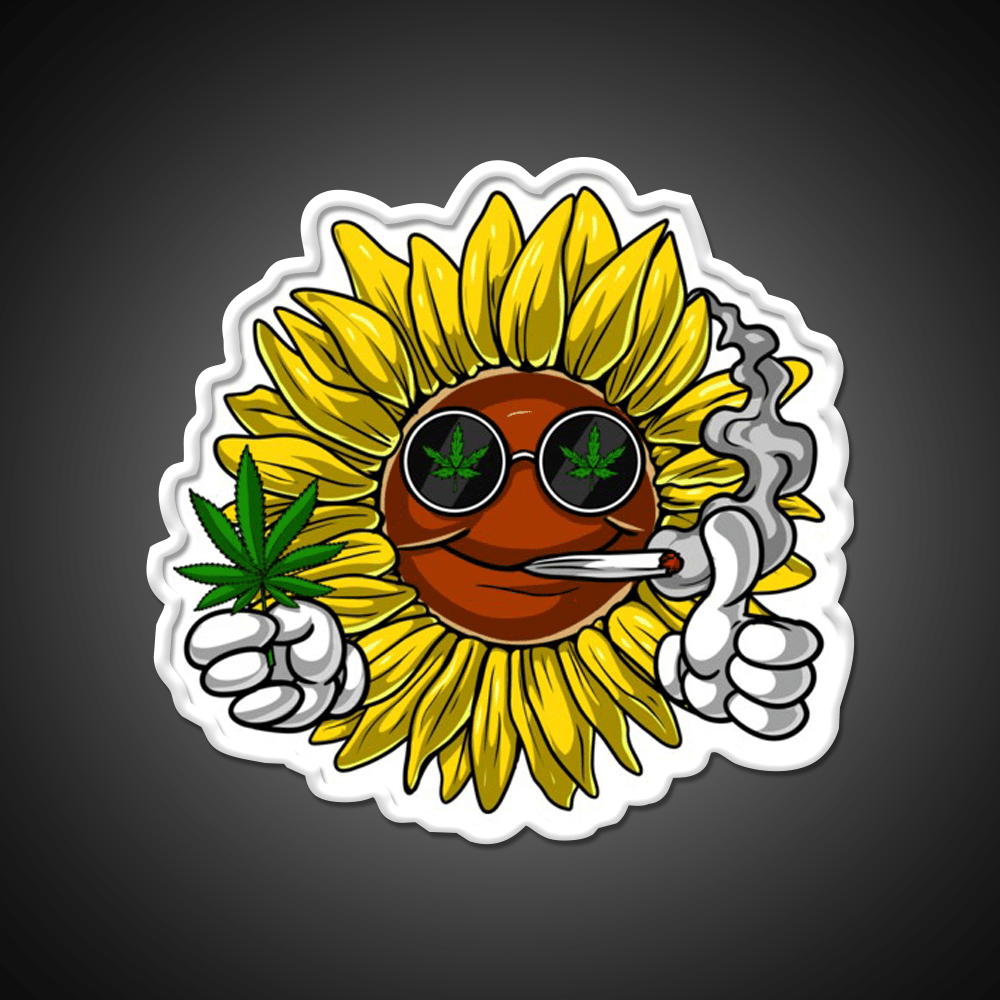 Sunflower Hippie Stoner Hemp Inspired Green Leaf Led Neon Sign Rgb Color - Shineneon
