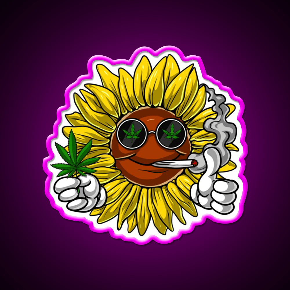 Sunflower Hippie Stoner Hemp Inspired Green Leaf Led Neon Sign Rgb Color - Shineneon