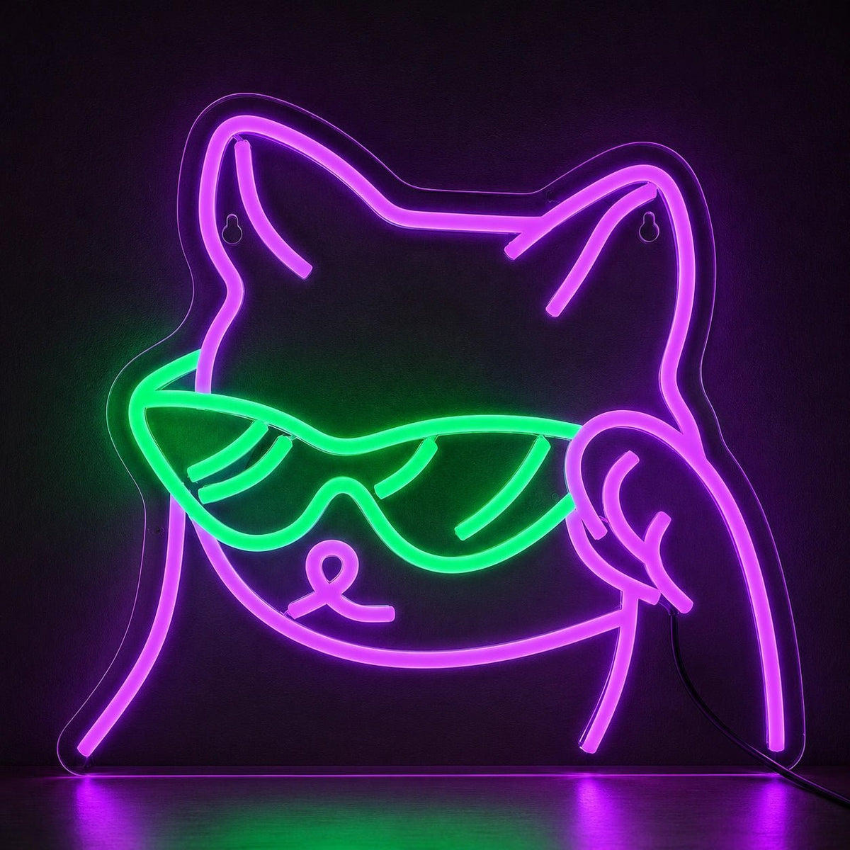 Sunglasses Cat Face LED Neon Sign - Shineneon