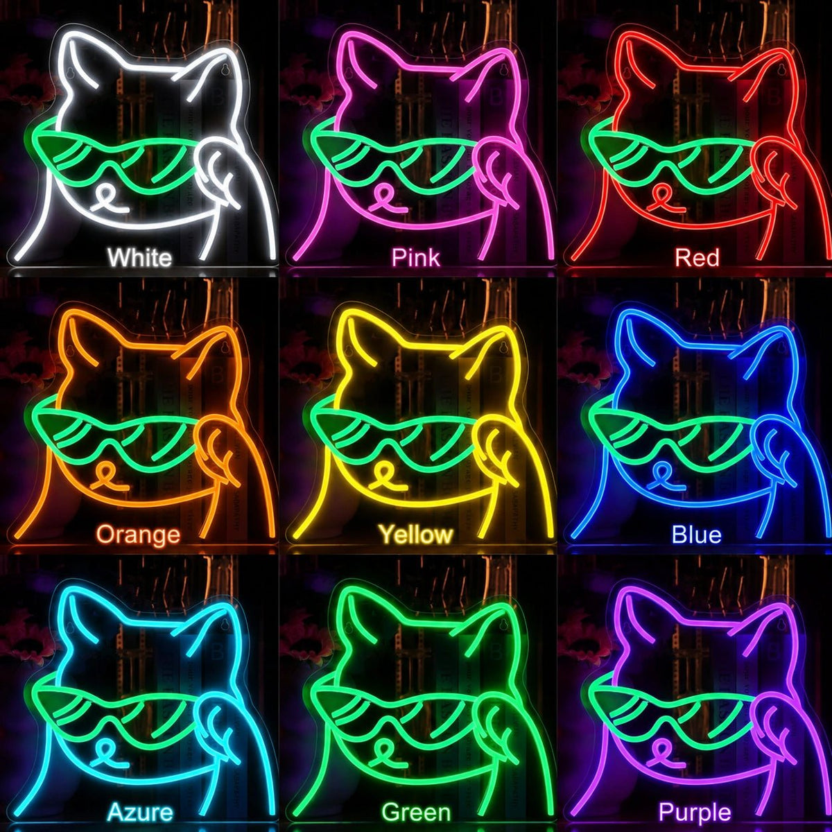 Sunglasses Cat Face LED Neon Sign - Shineneon