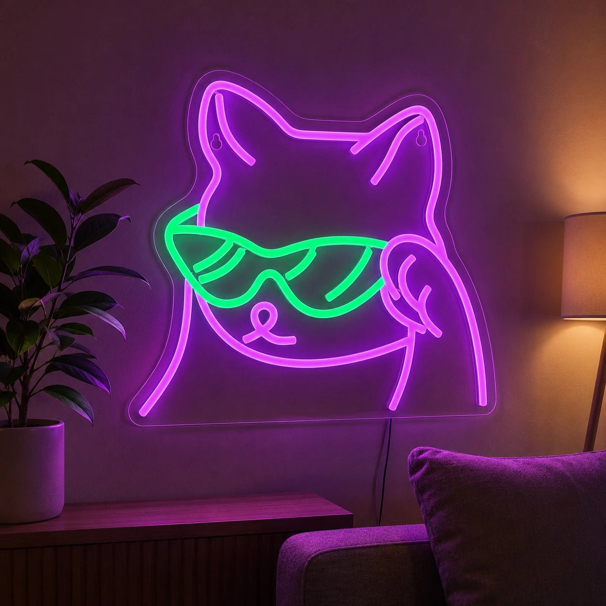 Sunglasses Cat Face LED Neon Sign - Shineneon