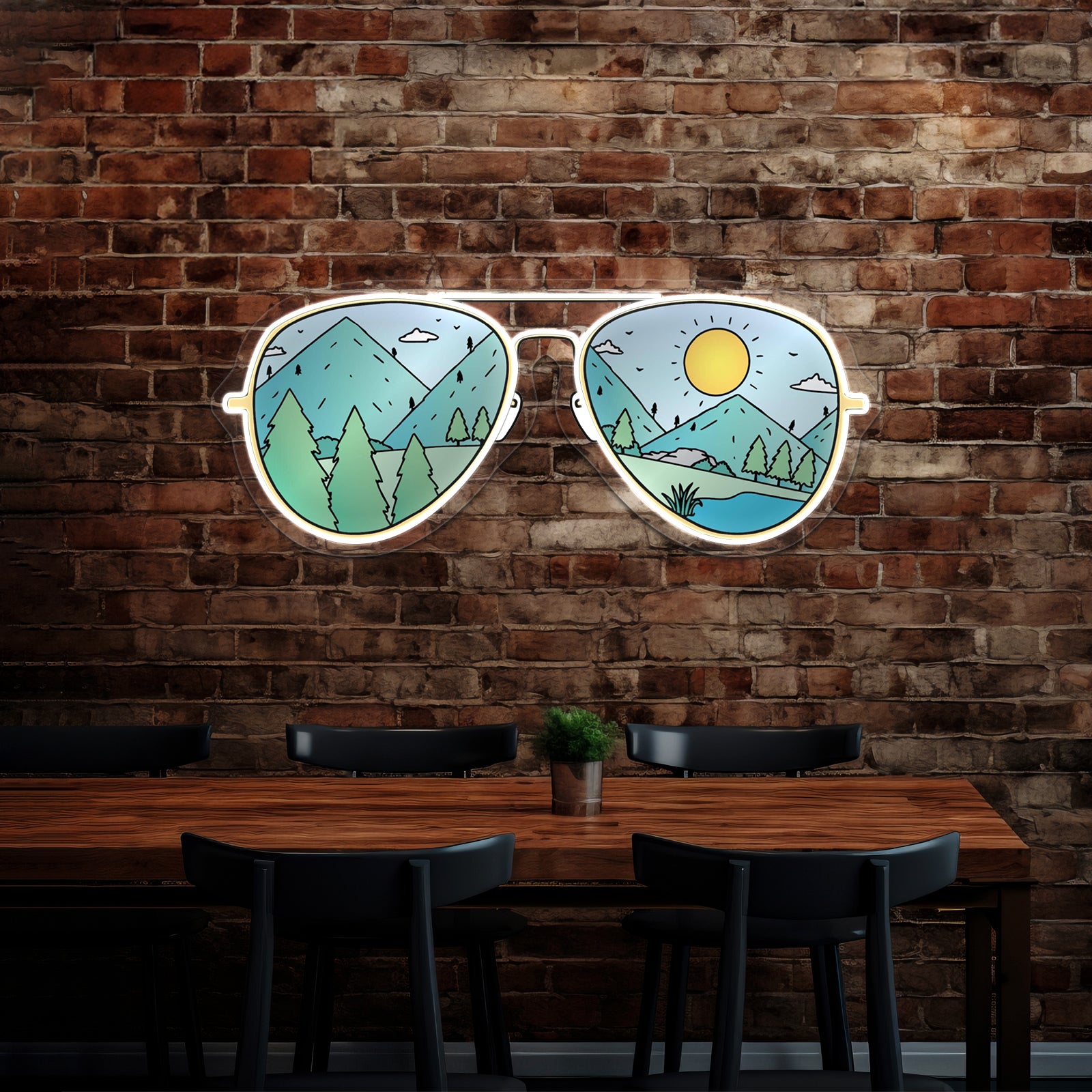 Sunglasses With Mountains Nature Neon Sign Artwork For Neon Sign For Sale | Shineneon