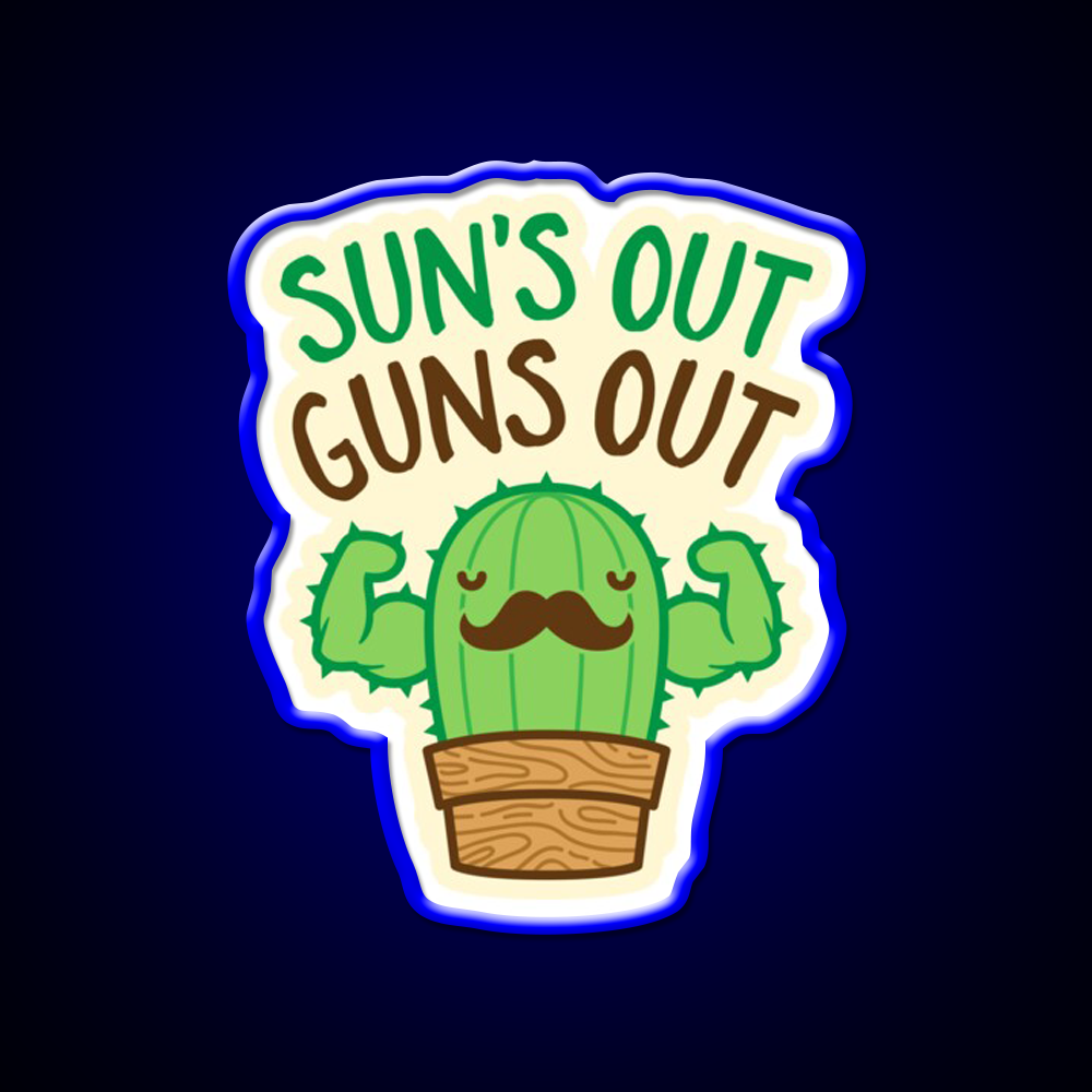 Suns Out Guns Out Macho Cactus Gym Fitness Led Neon Sign Rgb Color