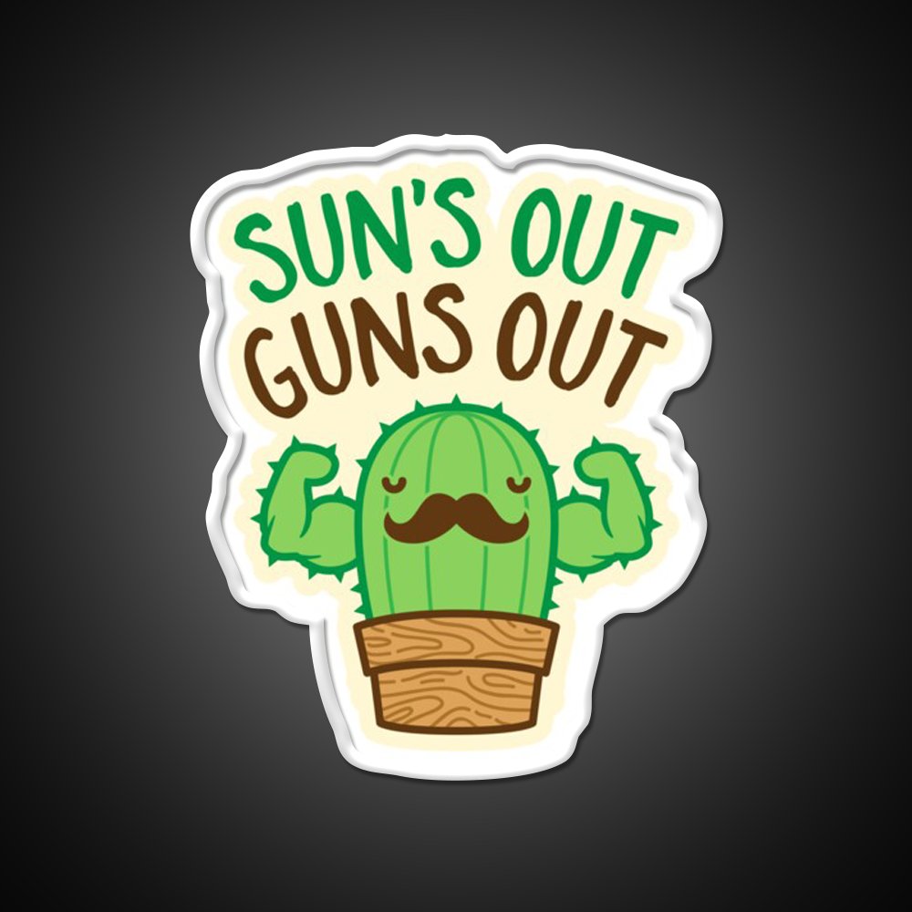 Suns Out Guns Out Macho Cactus Gym Fitness Led Neon Sign Rgb Color