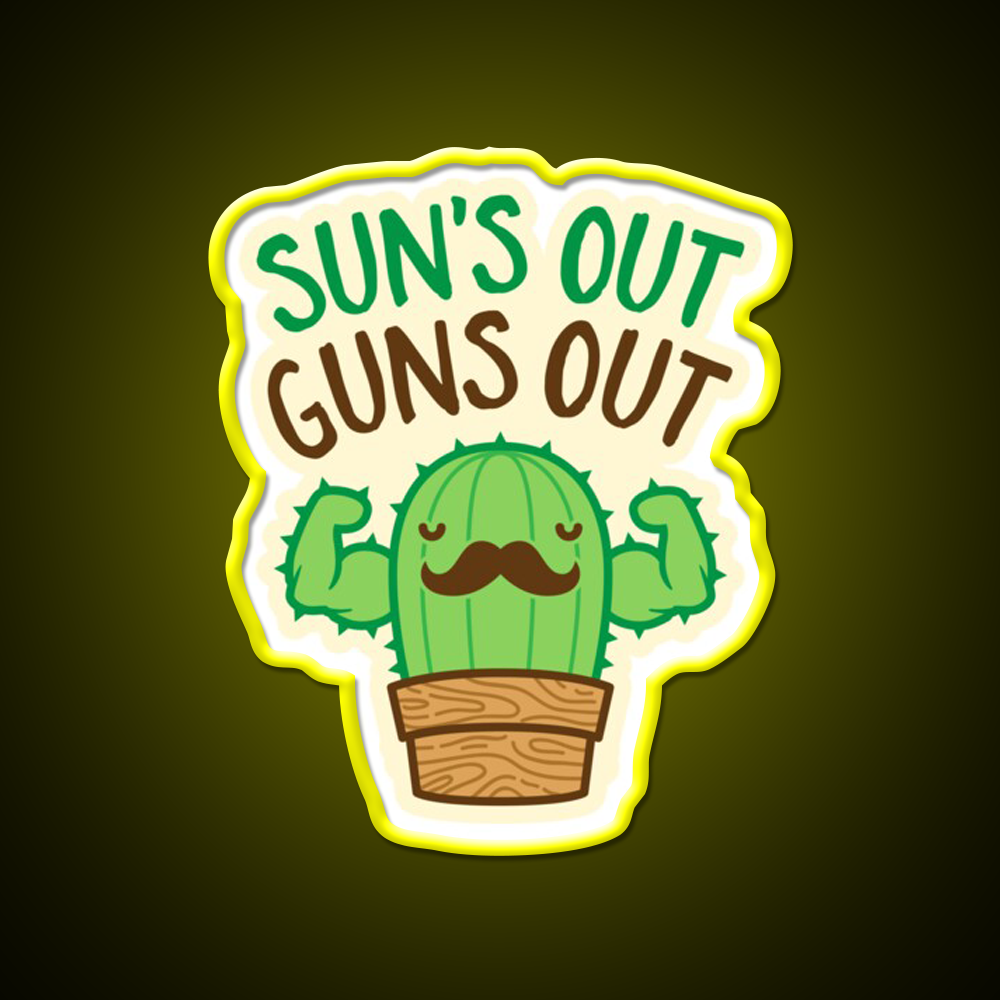 Suns Out Guns Out Macho Cactus Gym Fitness Led Neon Sign Rgb Color