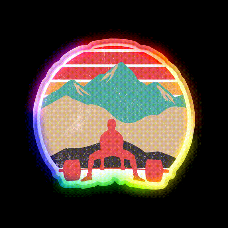 Sunset Deadlifts Powerlifting Gym Fitness Led Neon Sign Rgb Color