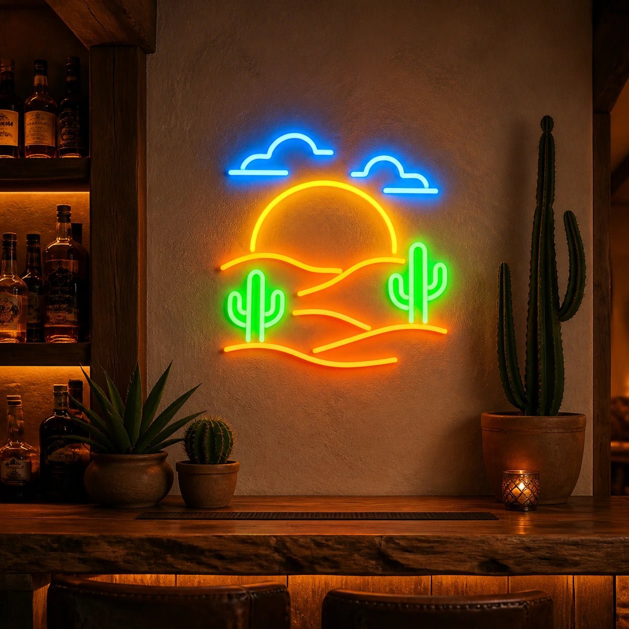 Sunset Desert Cactus Vintage LED Neon Sign - Shineneon