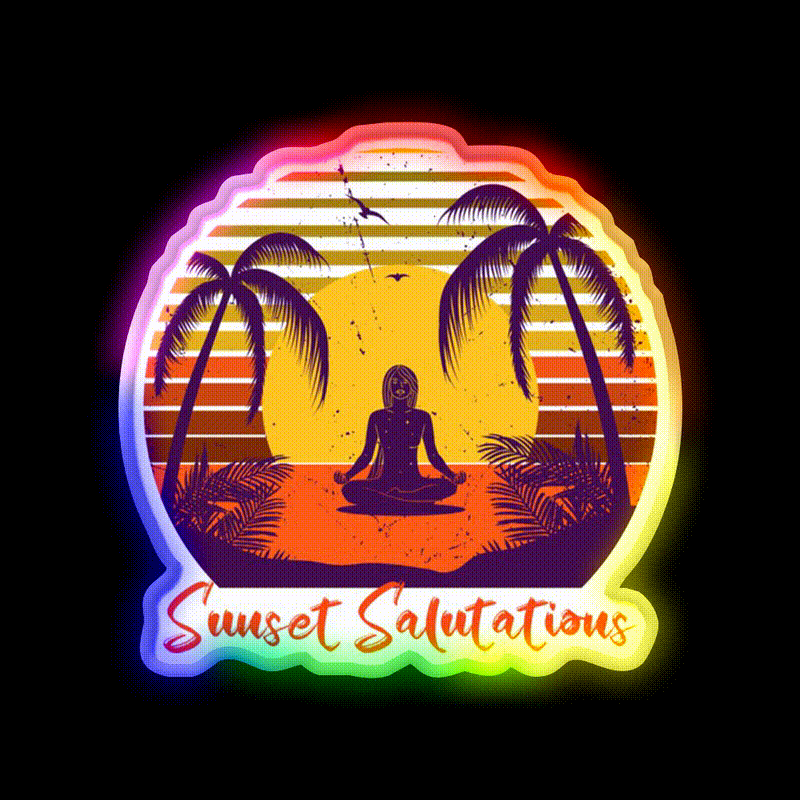 Sunset Salutations Yoga Led Neon Sign For Wellness Space Rgb Color