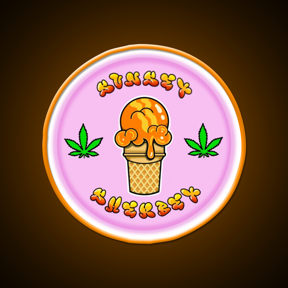 Sunset Sherbet Hemp Inspired Green Leaf Led Neon Sign Rgb Color - LED neon sign view 6