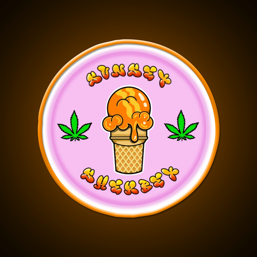 Sunset Sherbet Hemp Inspired Green Leaf Led Neon Sign Rgb Color - Shineneon