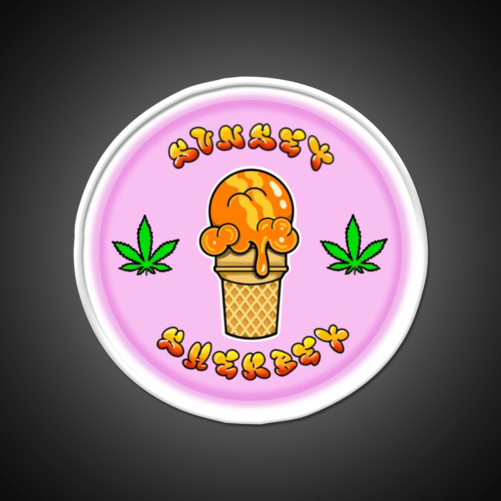 Sunset Sherbet Hemp Inspired Green Leaf Led Neon Sign Rgb Color - Shineneon