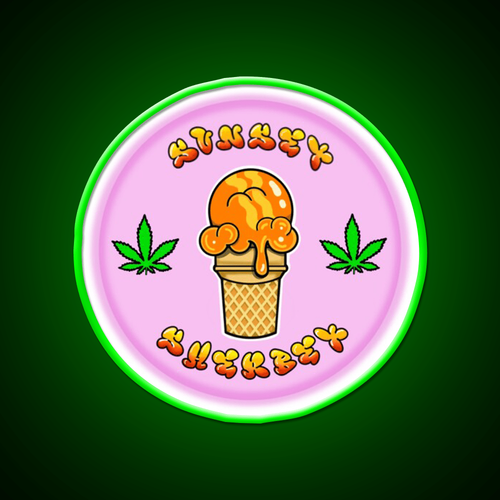 Sunset Sherbet Hemp Inspired Green Leaf Led Neon Sign Rgb Color - Shineneon
