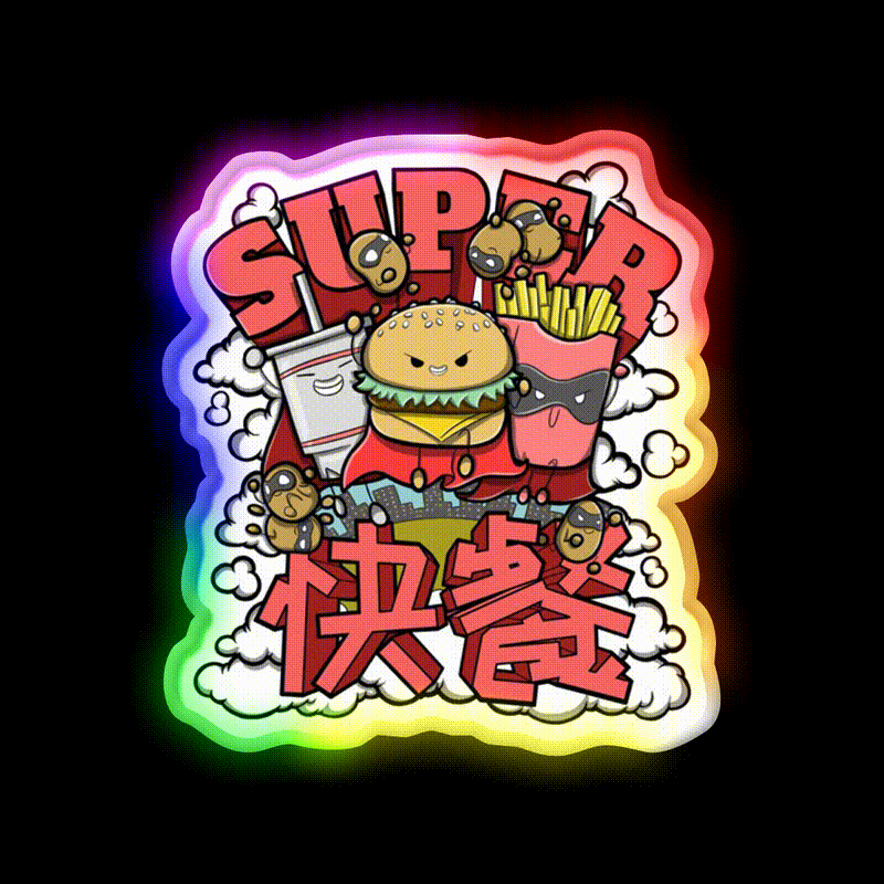 Super Fast Food Led Neon Sign For Burger Place Rgb Color