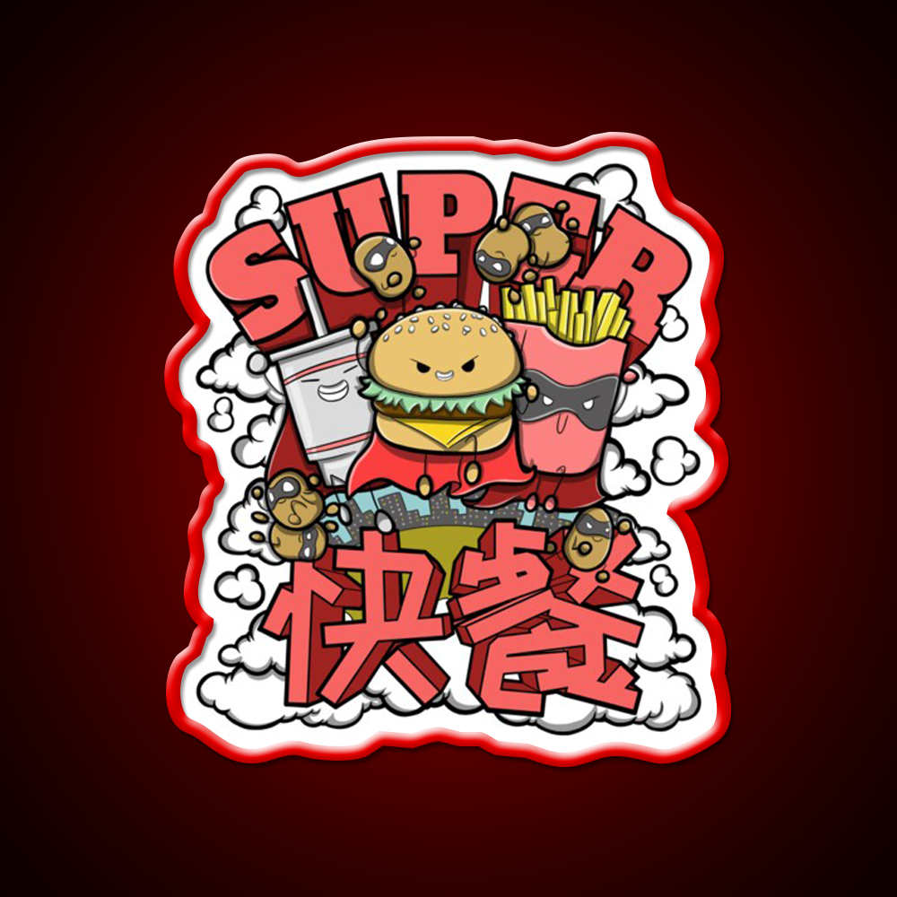 Super Fast Food Led Neon Sign For Burger Place Rgb Color