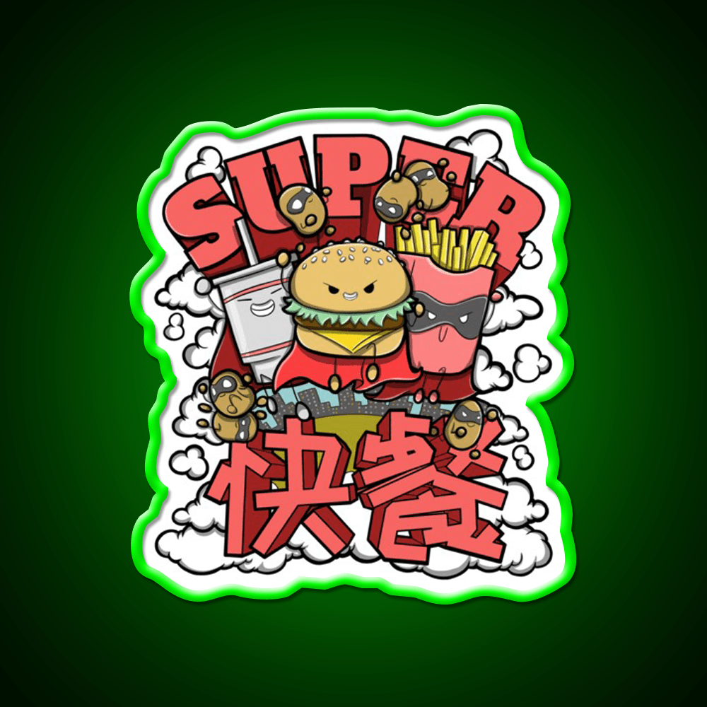 Super Fast Food Led Neon Sign For Burger Place Rgb Color - Shineneon