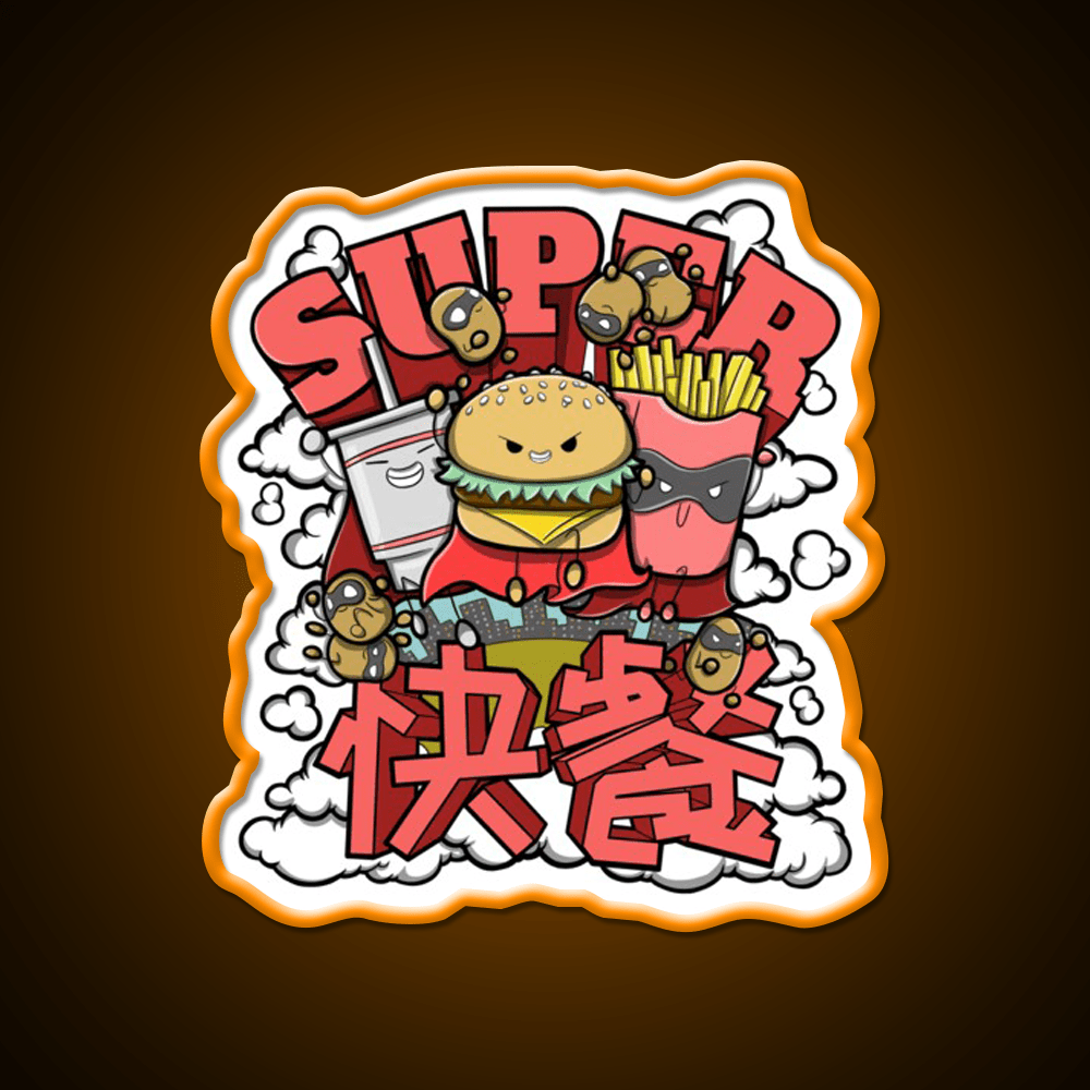 Super Fast Food Led Neon Sign For Burger Place Rgb Color - Shineneon