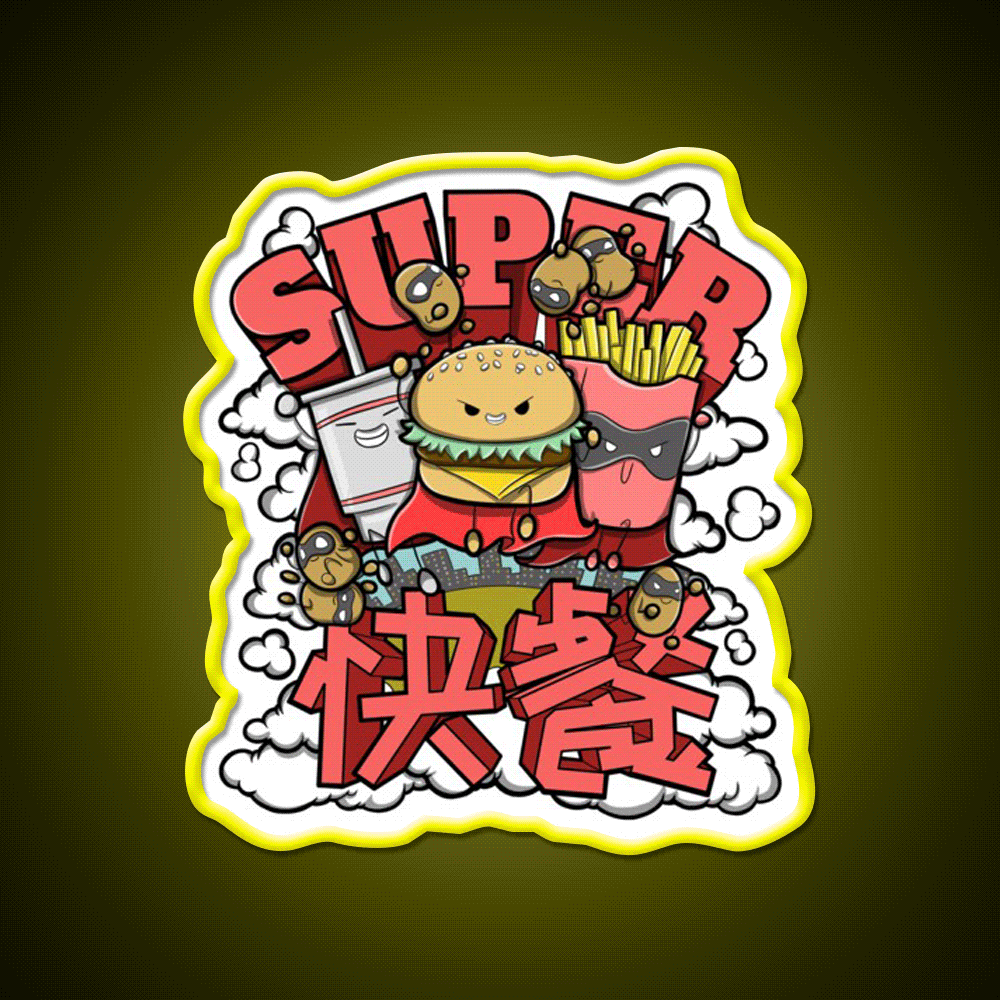 Super Fast Food Led Neon Sign For Burger Place Rgb Color