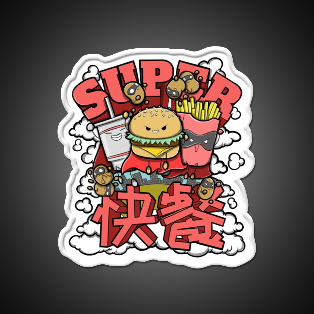 Super Fast Food Led Neon Sign For Burger Place Rgb Color