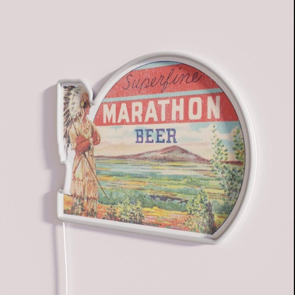 Superfine Marathon Beer Retro Defunct Wisconsin Rgb Led Neon Sign - Shineneon