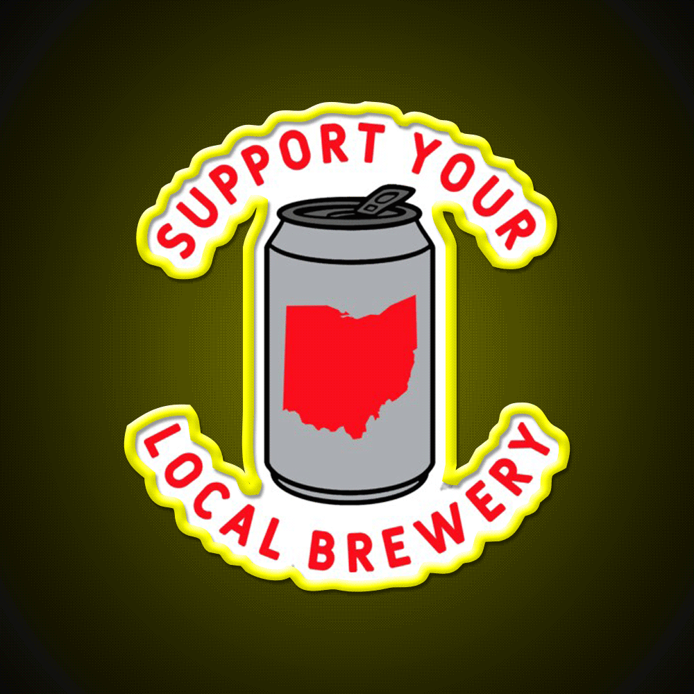 Support Your Local Brewery Ohio Beer Bar Decor Led Neon Sign Rgb Color - Custom LED neon sign front view
