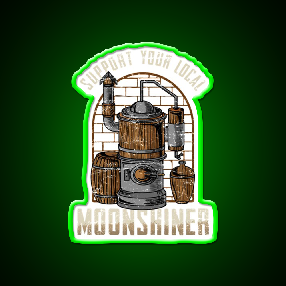 Support Your Local Moonshiner Spirit Gift Whiskey Drink Bar Led Neon Sign Rgb Color
