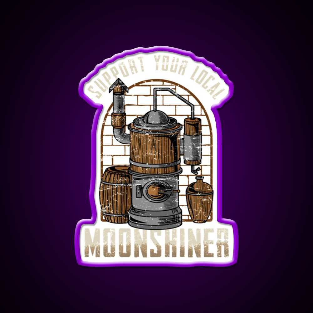 Support Your Local Moonshiner Spirit Gift Whiskey Drink Bar Led Neon Sign Rgb Color