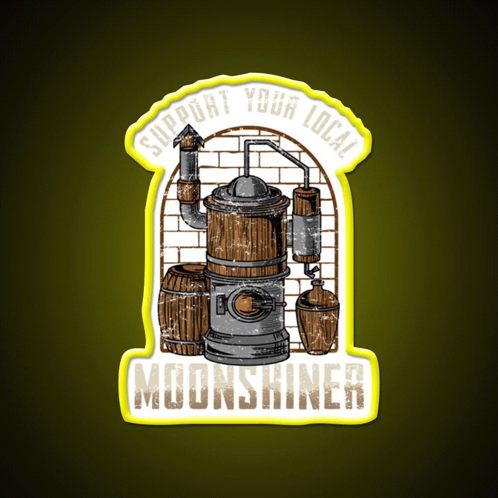 Support Your Local Moonshiner Spirit Gift Whiskey Drink Bar Led Neon Sign Rgb Color