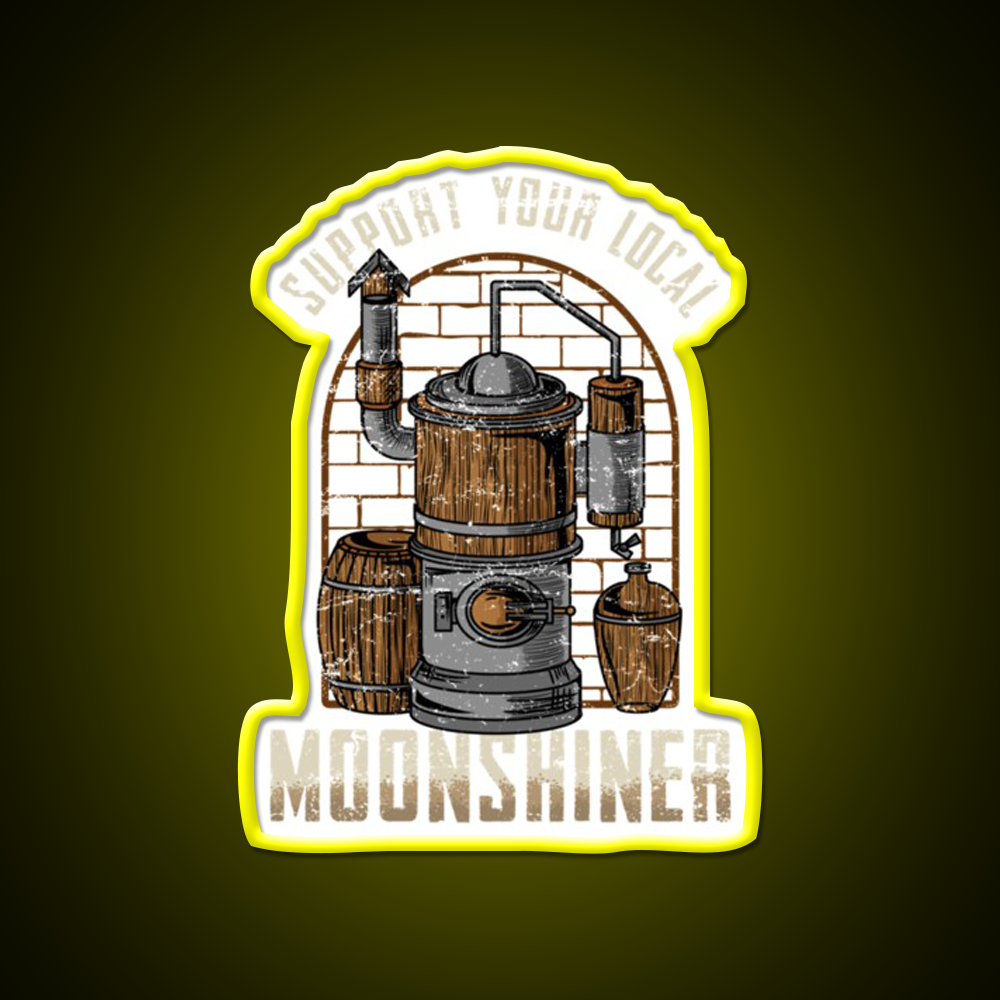 Support Your Local Moonshiner Spirit Gift Whiskey Drink Bar Led Neon Sign Rgb Color
