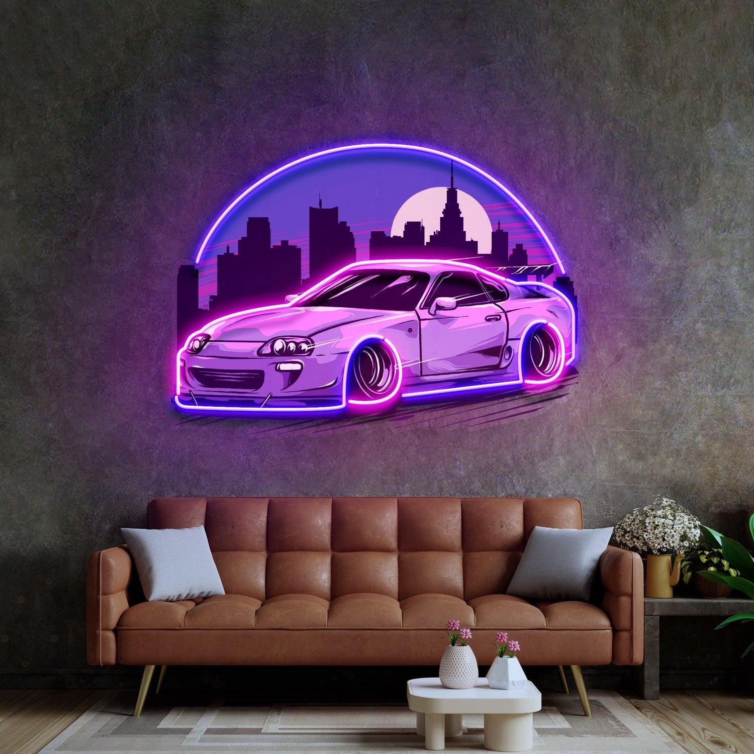 Supra Mk4 Midnight Purple Uv Printed Led Neon Sign Cyberpunk Car Wall Art | Shineneon