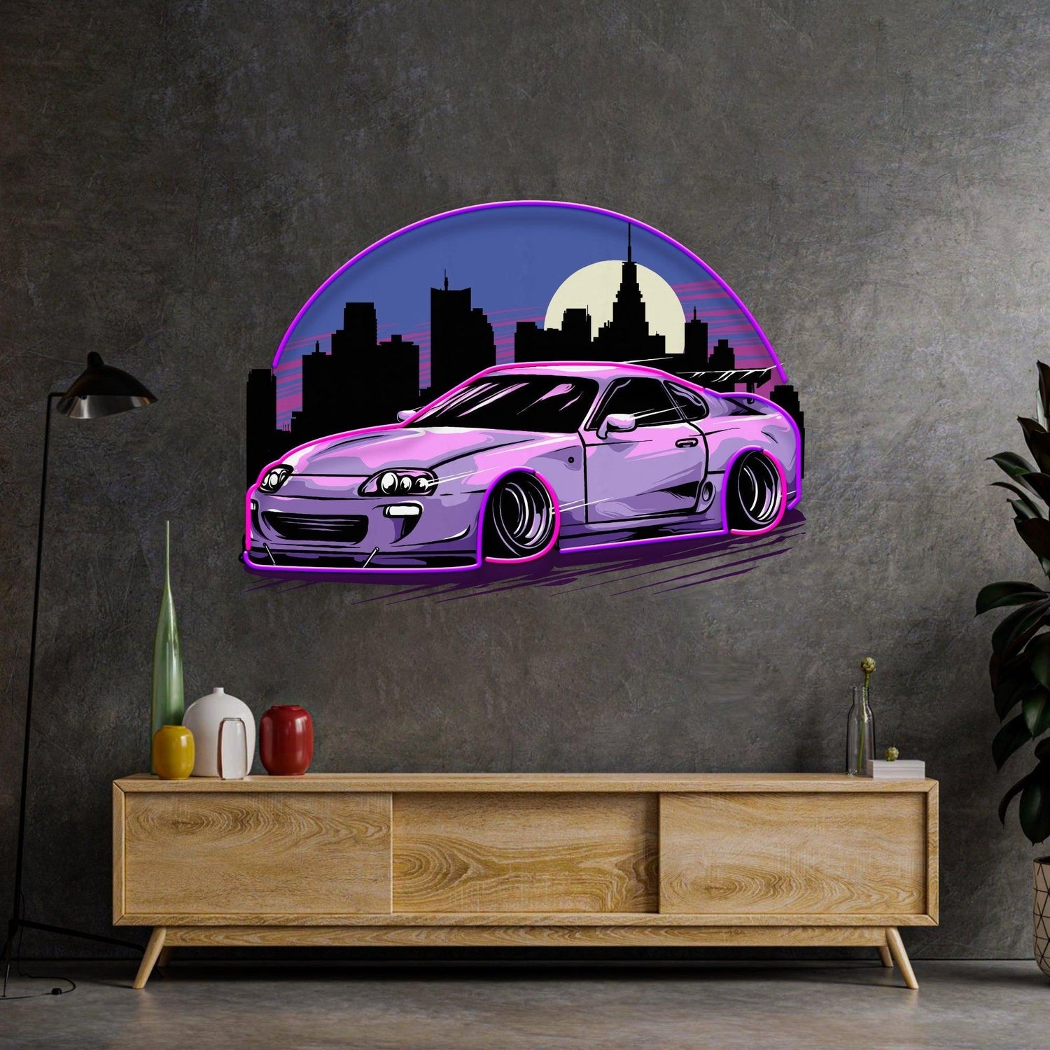 Supra Mk4 Purple-Pink Cyberpunk Uv Printed Led Neon Sign Artwork | Shineneon