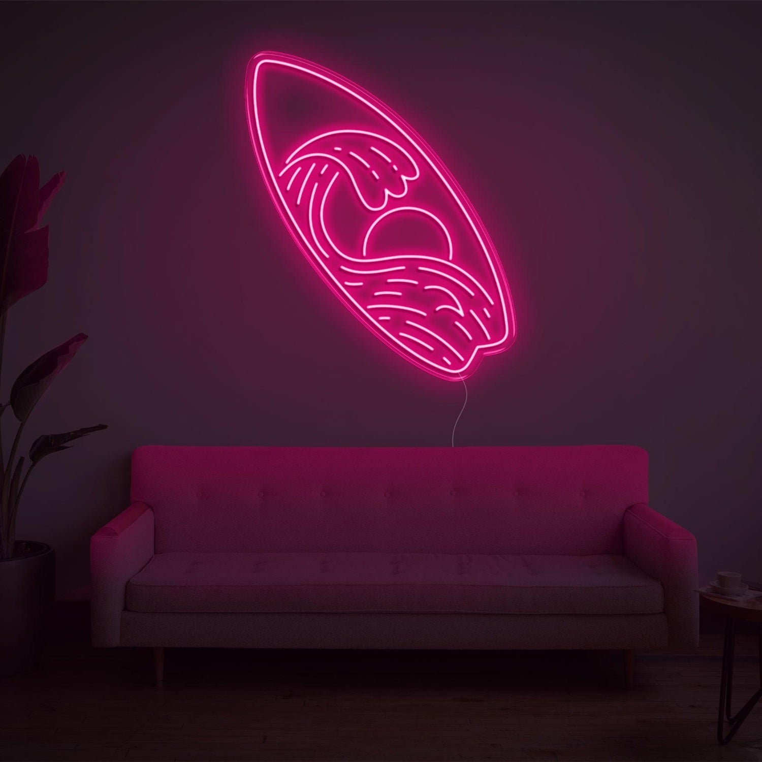 Surfboard Waves Sun Bright Yellow Led Neon Sign For Indoor Home Decor | Shineneon