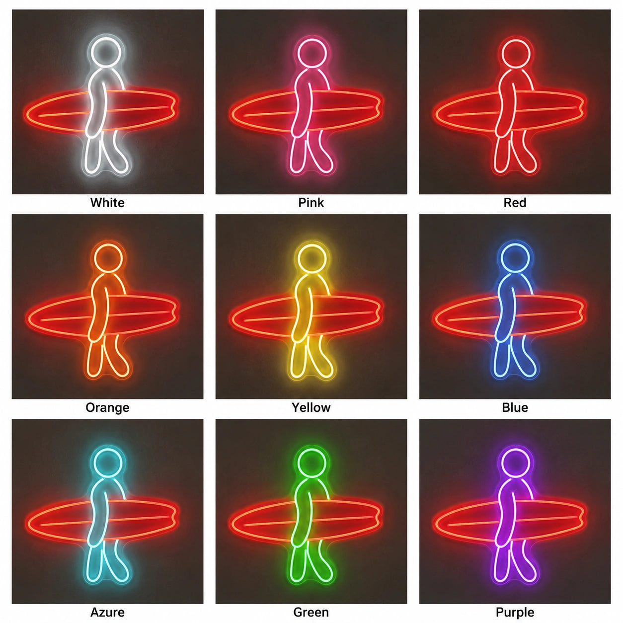 Surfer Board Neon Sign LED Neon Sign color grid