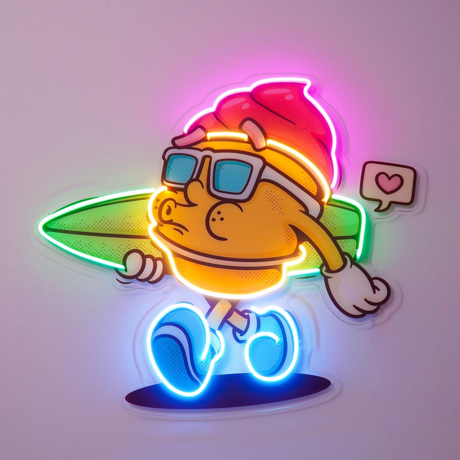 Surfer Cartoon Retro Pop Art Uv Printed Led Neon Sign For Kids Room Decor | Shineneon