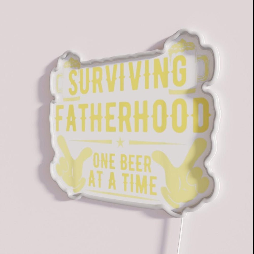 Surviving Fatherhood One Beer At A Time Fathers Day Rgb Led Neon Sign - Shineneon