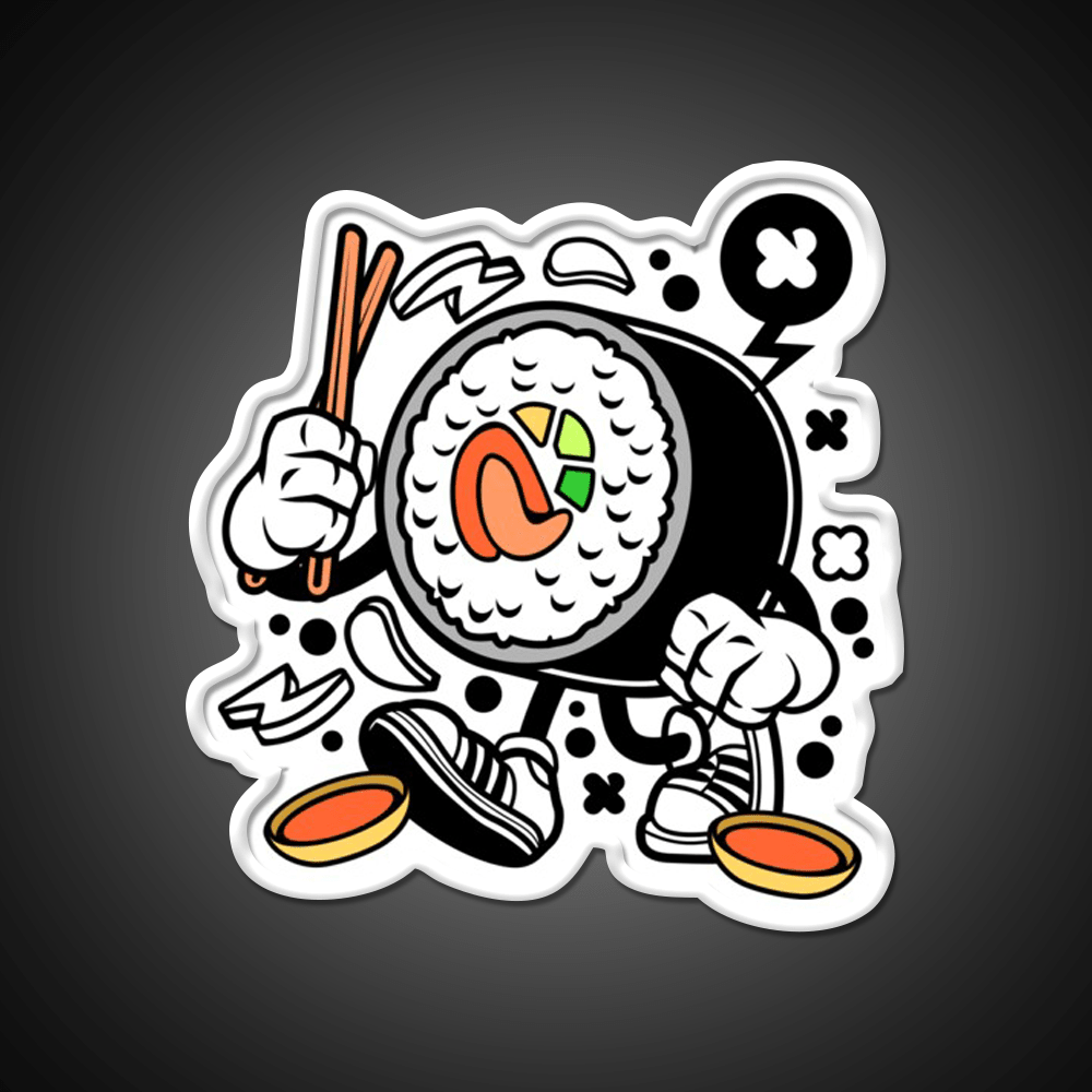 Sushi California Roll Funny Cartoon Snack Food Led Neon Sign Rgb Color - Shineneon