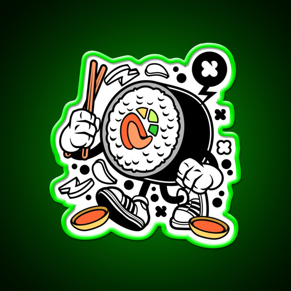 Sushi California Roll Funny Cartoon Snack Food Led Neon Sign Rgb Color - Shineneon