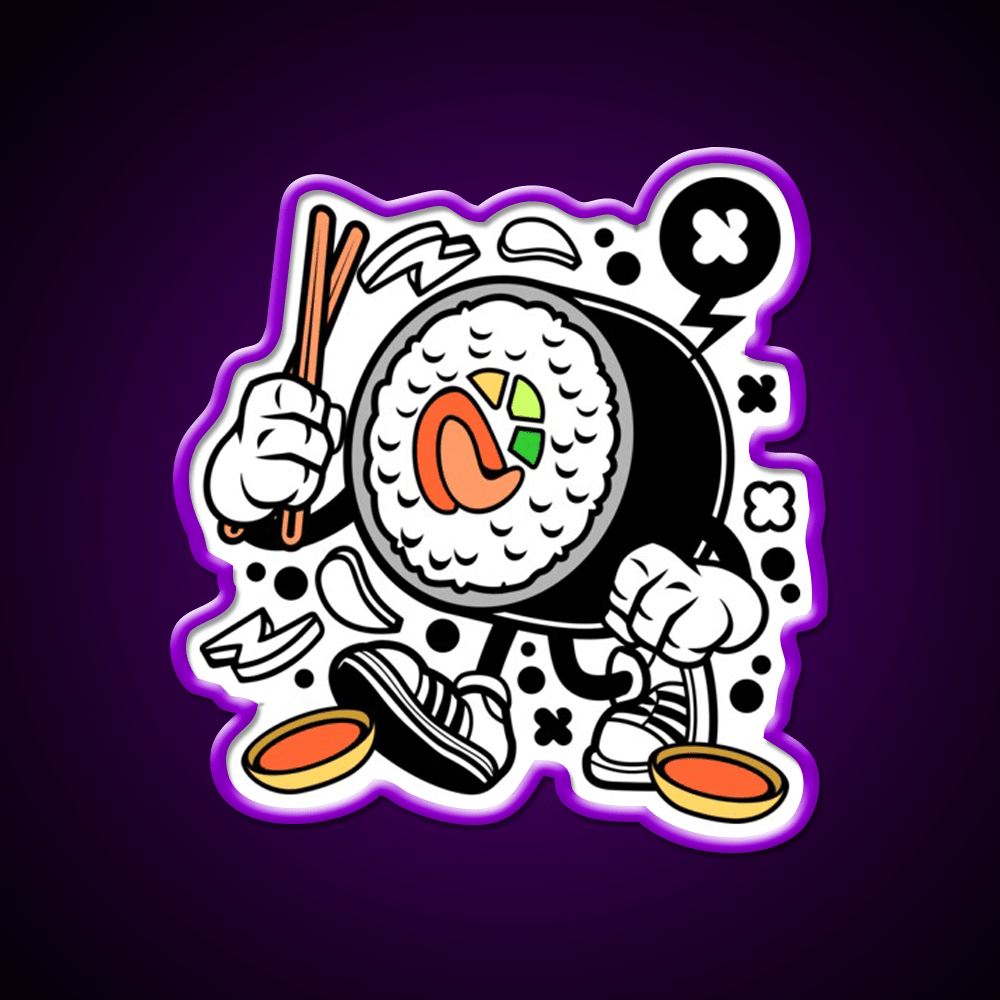 Sushi California Roll Funny Cartoon Snack Food Led Neon Sign Rgb Color - Shineneon