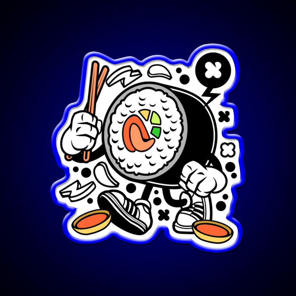 Sushi California Roll Funny Cartoon Snack Food Led Neon Sign Rgb Color - Shineneon