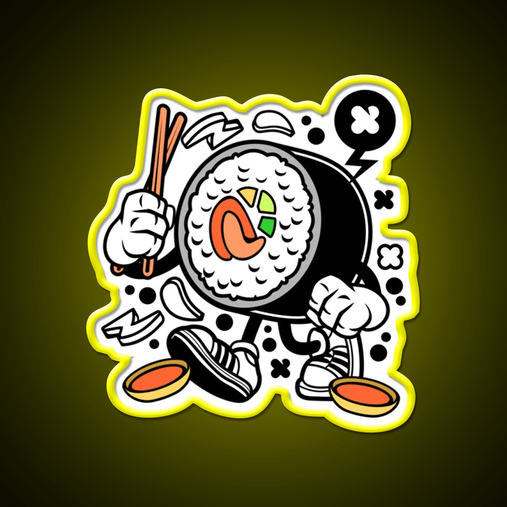 Sushi California Roll Funny Cartoon Snack Food Led Neon Sign Rgb Color - Shineneon