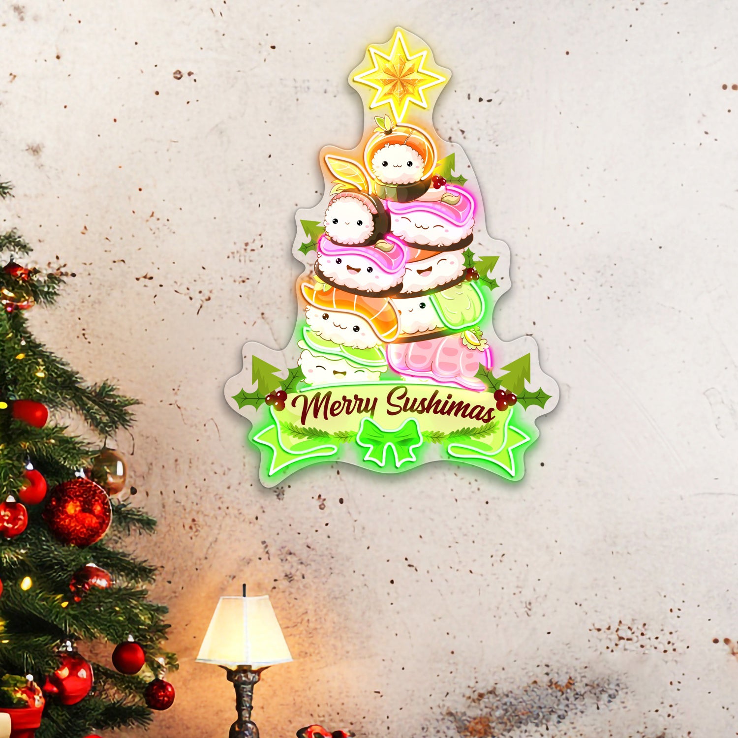 Sushi Christmas Tree Acrylic Led Neon Sign Japanese Food | Shineneon